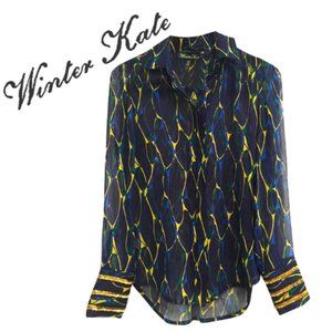 WINTER KATE Silk Chiffon Gold Detail Blouse